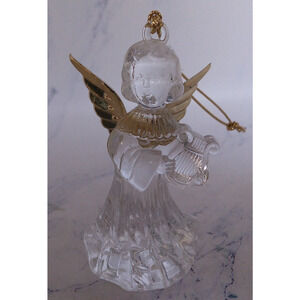 Clear Acrylic Angel With Gold Wings Ornament